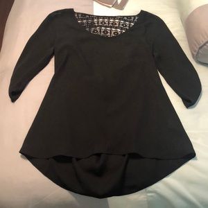 Moa/ Moa Sheer open back black blouse sz small